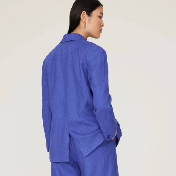 Madewell Double-breasted Linen Blazer Blue - Picture 4 of 7